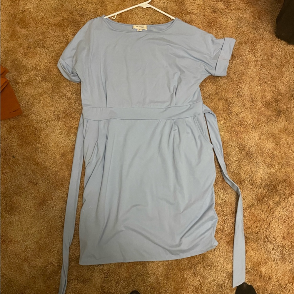 Light Blue T-Shirt Dress - with pockets